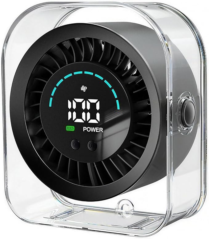 Zaardend Small Desk Fan, Quiet Desktop Fan with Turbo Airflow, Rechargeable Mini Table Fan 100 Speed Wind Adjustable, Trav...