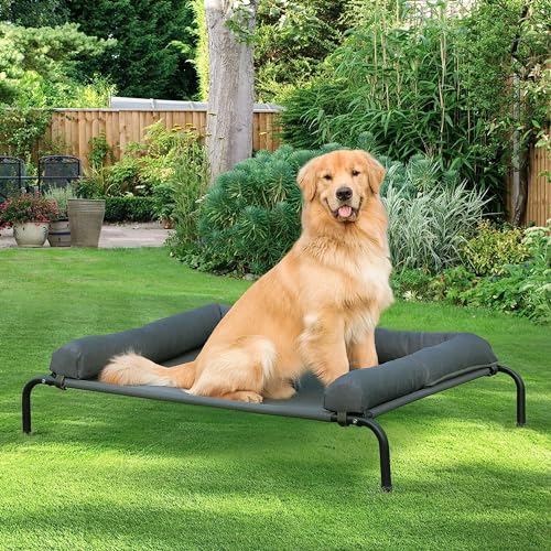 WESTERN HOME Cooling Elevated Dog Bed for Large Dogs, Portable Indoor & Outdoor Raised Dog Bed with Breathable Mesh, Chew ...