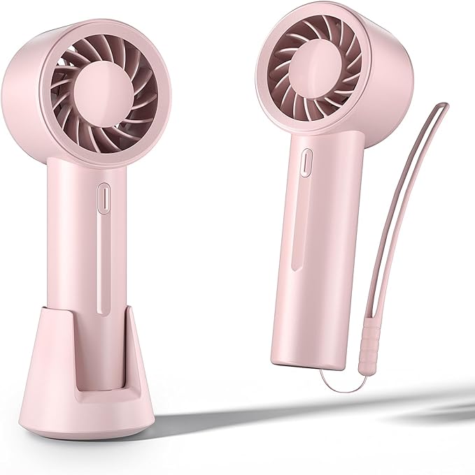 KinYiLO Mini Portable Fan, 3 Speed Handheld Fan with Desktop Base, Rechargeable Battery Powered Lightweight & Small Powerf...