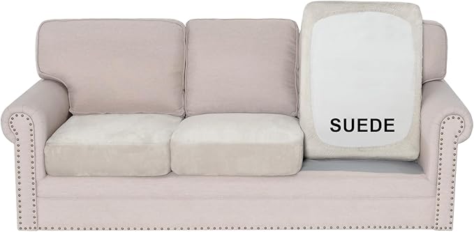 H.VERSAILTEX Individual Cushion Covers Stretch Couch Covers Soft Suede Sofa Cushion Covers Washable Cover for Sectional So...