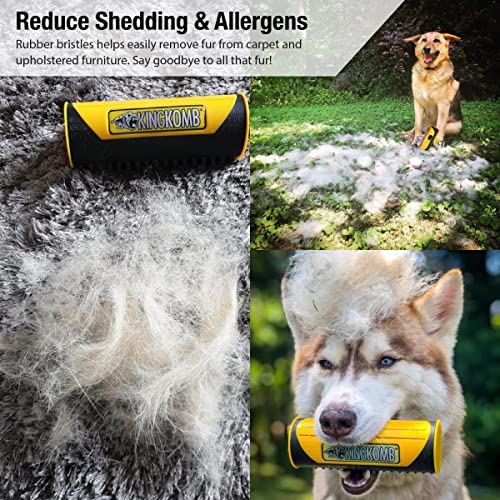 King Kanine Deshedding Dog Brush - Self Cleaning Deshedding Brush for Cats Dogs and Horses - Pet Comb for Grooming and Rem...