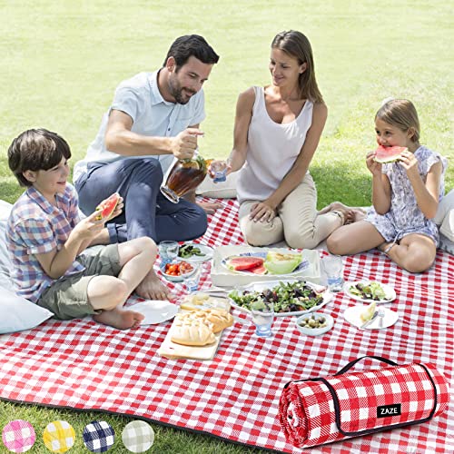 ZAZE Picnic Blanket Extra Large Waterproof, 80''x80''Checkered Picnic Blankets Beach, Outdoor, Camping on Grass Accessorie...