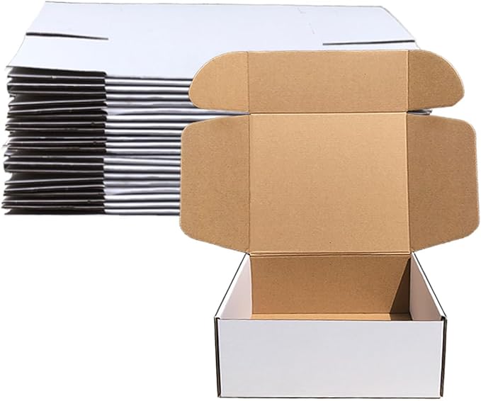 Shipping Boxes 9x9x4 inch Pack of 20，Livejun White Corrugated Cardboard Box Mailer Boxes for Packaging Small Business Ship...