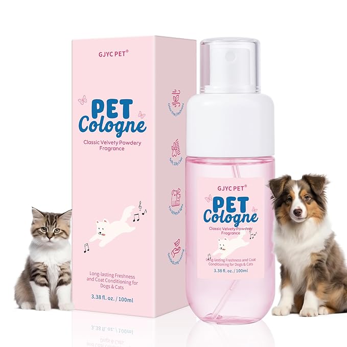 GJYC PET Dog & Cat Cologne | Long-Lasting Classic Powdery Scent | Fur-Conditioning, Non-Sticky Odor Control Formula | Trav...