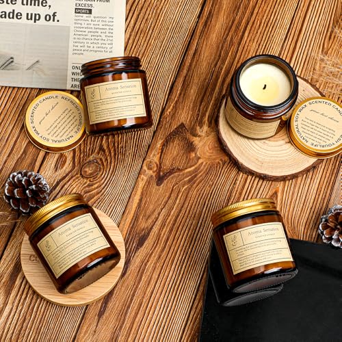 4 Pack Candles for Home Scented,Amber Jar Aromatherapy Candle Gifts for Women,Scented Candles Set for Mother's Day Christm...