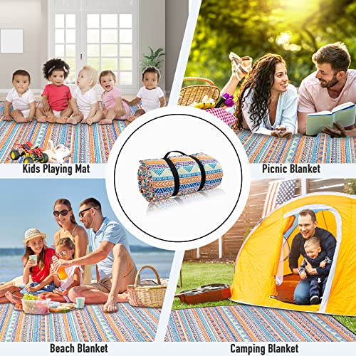 PY SUPER MODE Picnic Blankets Extra Large, Waterproof Foldable Outdoor Beach Blanket Oversized 83x79” Sandproof, 3-Layer P...