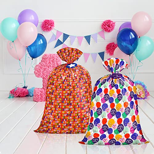 WRAPAHOLIC 56" Large Birthday Plastic Gift Bag - Colorful Balloon with Confetti Design for Kids Birthdays, Parties or Cele...