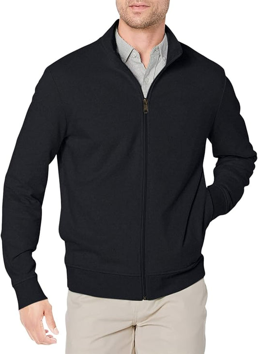 Amazon Essentials Men's Full Zip Mock Neck French Terry Sweatshirt, Lightweight