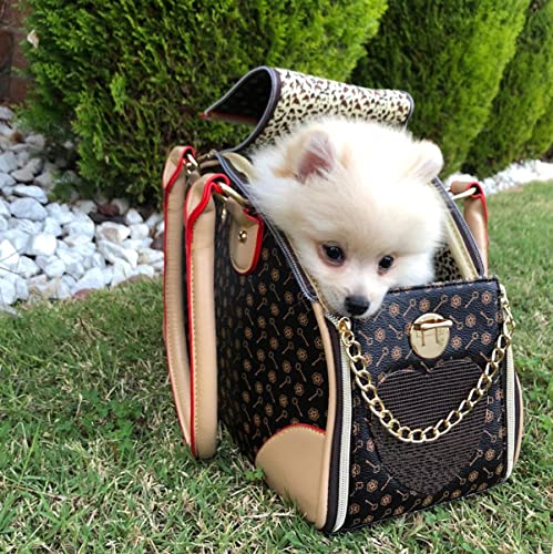 Adriene's Choice Luxury Pet Carrier, Puppy Small Dog Carrier, Cat Carrier Bag, Waterproof Premium PU Leather Carrying Hand...