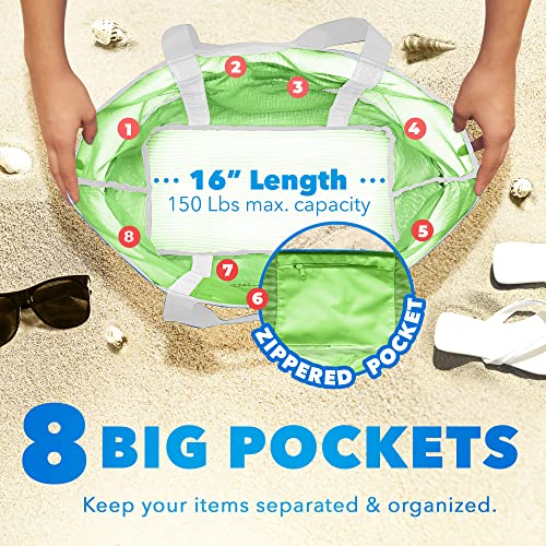 Dejaroo Mesh Sand Free Bag - Strong Lightweight Bag For Beach & Vacation Essentials. Tons of Storage!