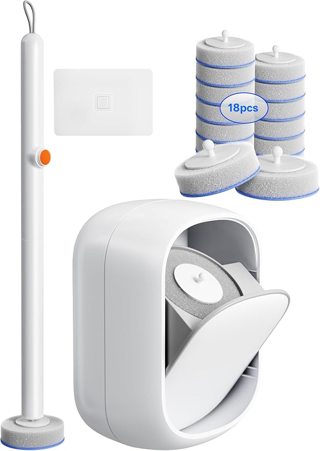 LFBEAR Disposable Toilet Cleaning System - Toilet Wand Kit with 18 High-Performance Refills, Wall Mounted Brush and Holder...