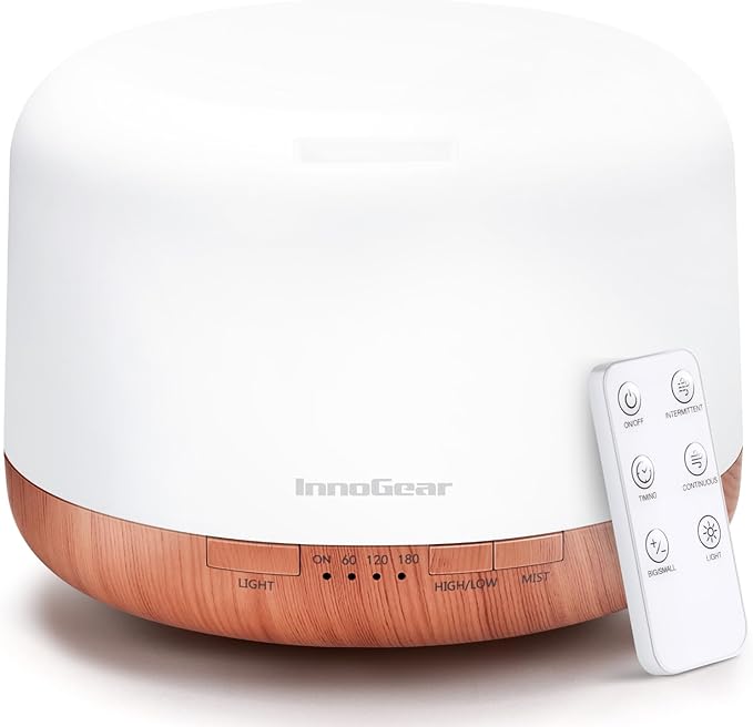InnoGear 500ml Essential Oil Diffuser with Remote Control, Premium Ultrasonic Aromatherapy Diffusers Mother's Gift Scent H...