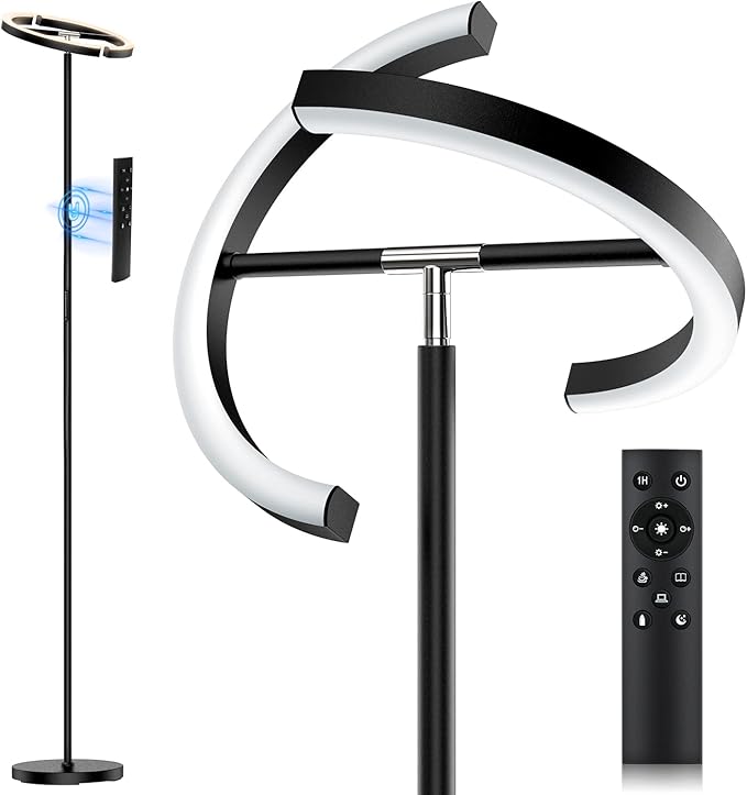 SIBRILLE LED Floor Lamp - Rotatable Standing Lamp with Touch & Remote Control, 3000-6000K, 22W Modern Floor Reading Light,...