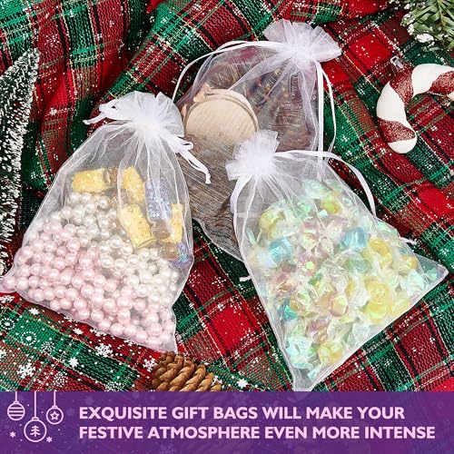 PACKINNO 100pcs White Organza Bags, Sheer Organza Bags 4x6 Inch, Small Mesh Bag Drawstring, Jewelry Gift Bags for Party, C...