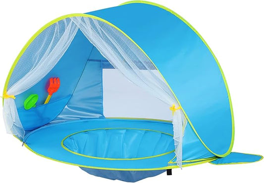 Monobeach Baby Beach Tent, Beach Canopy Sun Shelter UPF50+ UV Protection Baby Pool with Canopy, Easy Set Up Pop Up Baby Be...