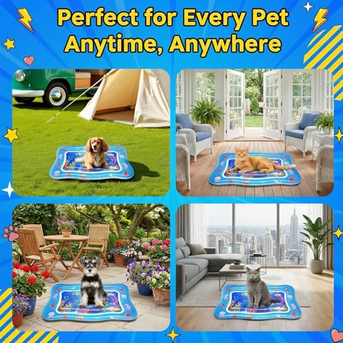 Aoioploa Cat Water Mat - Interactive Cat Toys Upgraded Thickened 0.7mm PVC Cooling & Heating Water Bed with Floating Fish,...