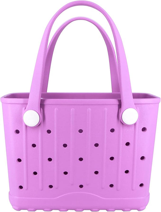 Forrader Rubber Tote Bag Small Beach Bag Waterproof Travel Bags Washable Tote Portable Handbag for Sports Beach Outdoor