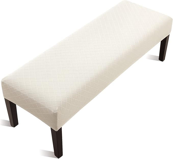 Fuloon Stretch Jacquard Dining Bench Cover - Anti-Dust Removable Bench Slipcover Washable Seat Cushion Protector for Bedro...