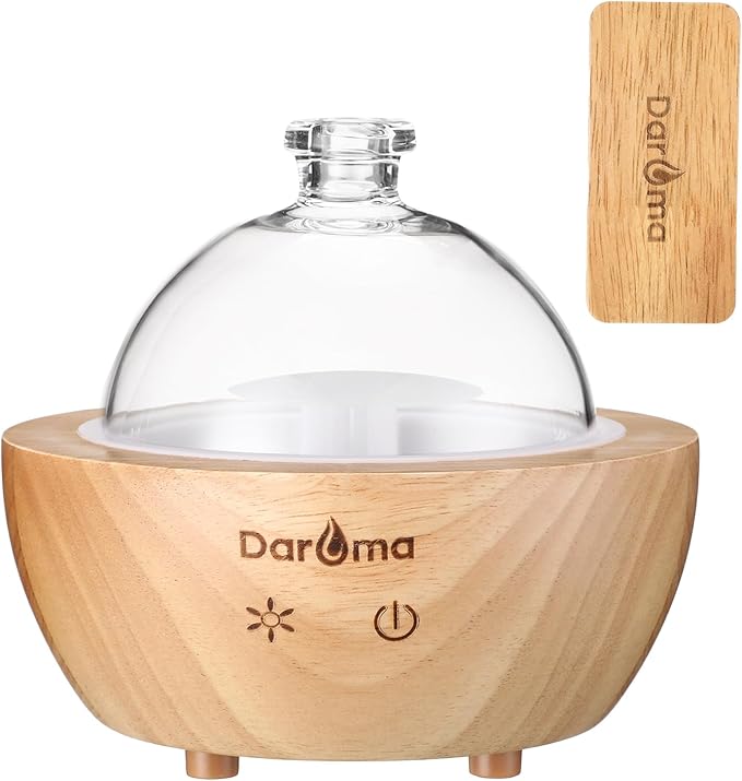 2025 Upgraded Remote Handmade Glass & Real Wood Essential Oil Diffuser, Aromatherapy Diffuser, 200ml Aroma Humidifier, Coo...