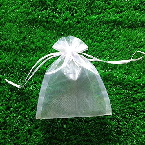 HongyiTime 100PCS Premium Sheer Organza Bags, White Wedding Favor Bags with Drawstring, 4x6 inches Jewelry Gift Bags for P...