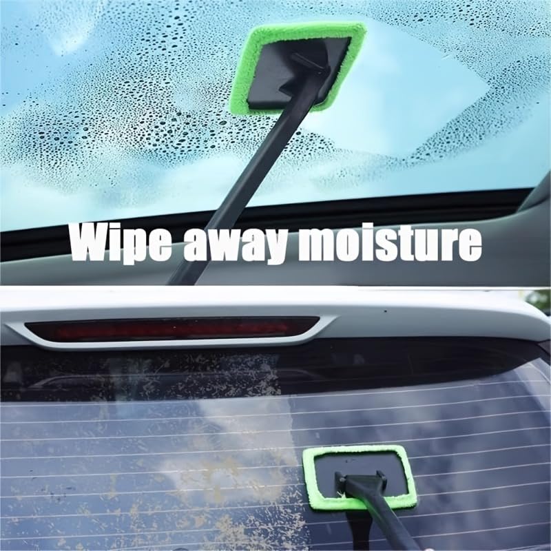 Ariettie Car Windshield Cleaning Tool, Microfiber Window Cleaner with 7 Washable and Reusable Cloth Pad & Long Handle &1 C...