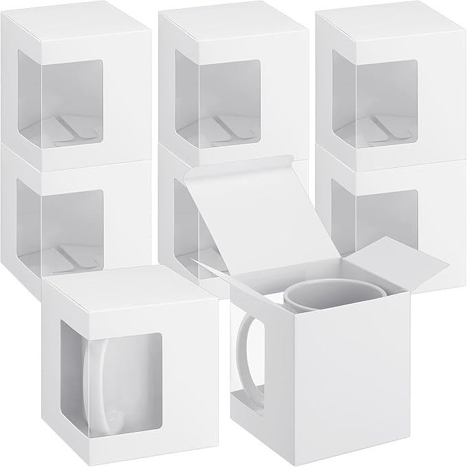 Harloon 36 Pack Mug Boxes for Gifts Coffee Mugs Boxes Gift for Shipping Sublimation Transparent Wine Glass Gift Packaging ...