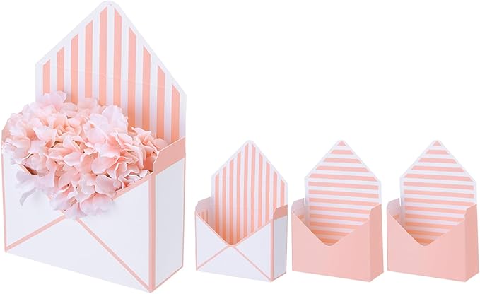 PATIKIL Paper Flower Gift Bags Set, 4 Pcs Paper Bouquet Flower Gift Bag with Handle Small Folding Hand Hold Envelope Box f...