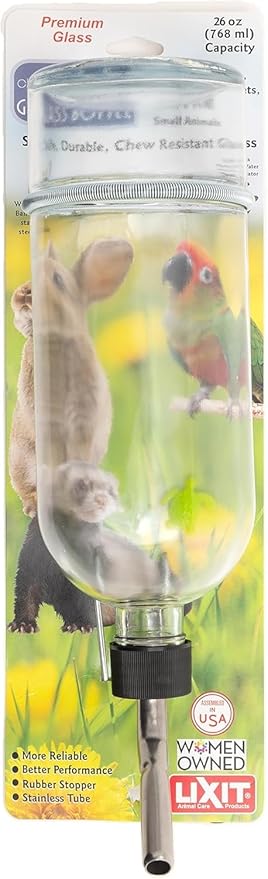 Lixit® Chew Proof Flat Sided Water Bottles for Rabbits, Ferrets, Rats, Birds, Hamsters, Guinea Pigs, Chinchillas Gerbils a...