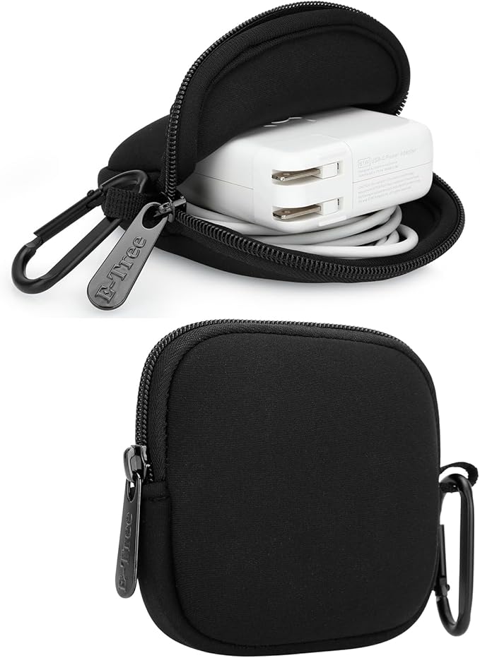 E-Tree 2 Pack Mini Neoprene Pouch Case for Phone Charger Airpods USB Cables Cord ﻿Earphones MagSafe Power Adapter Keychain...