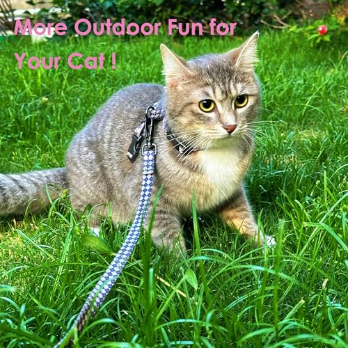 Muejjur Cat Harness and Leash Set, Escape-Proof Adjustable Kitten/Cat Harness for Walking & Travel, Easy Control, Comforta...