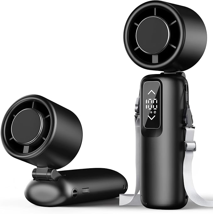 Guirngou Portable Handheld Turbo Fan, 1-100 Gear Wind, Battery Operated, Up to 23 Working Hours, 3 IN 1 Personal Fan with ...
