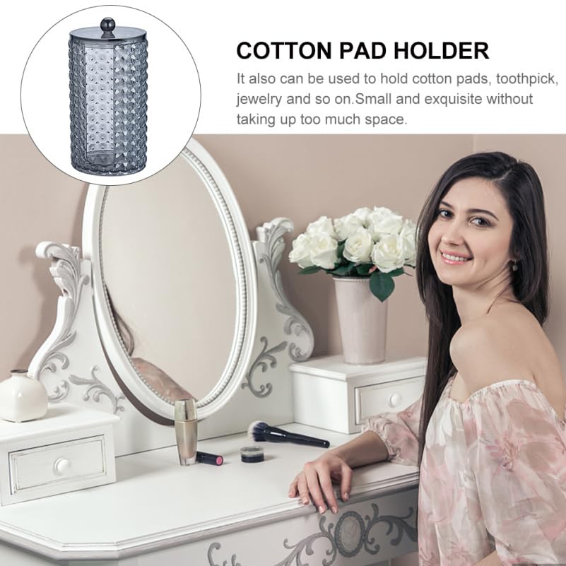 SOLUSTRE Cotton Pad Holder and Cotton Swab Storage Box 4.05X2.95X7.67In Acrylic Organizer with Dustproof Lid for Makeup Br...