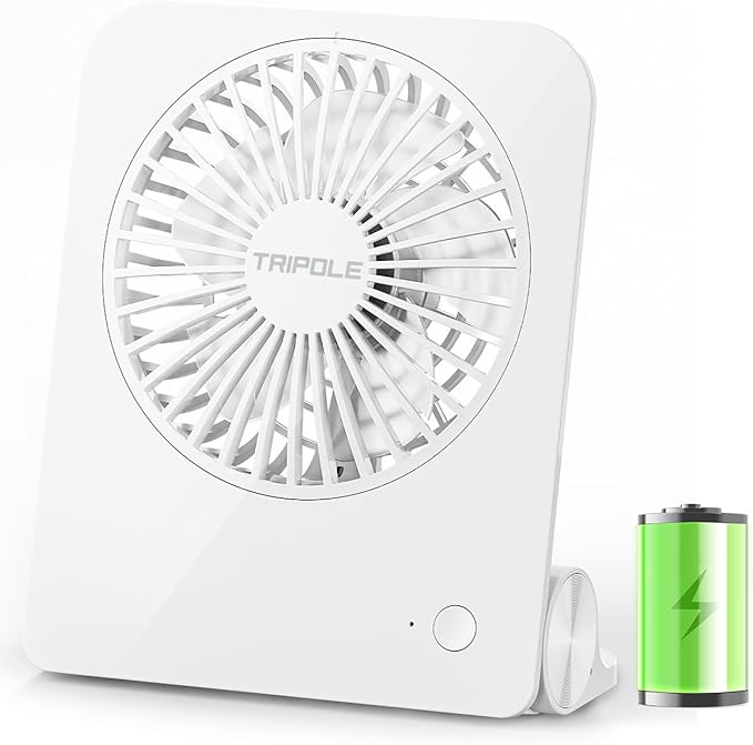 TriPole Desk Fan Small Portable Fan 2000 mAh Rechargeable Battery Ultra Quiet 4.5 Inch Mini Travel Fan with 180° Tilt Fold...