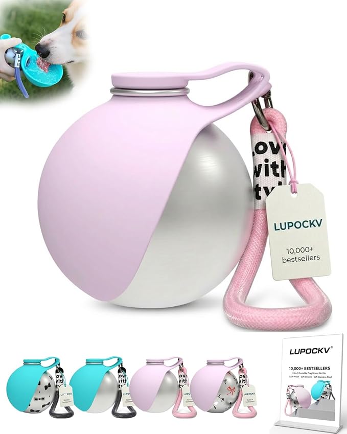 Dog Water Bottle with Bowl 2-in-1 Portable Dog Bottle Pet Travel Hydration Dispenser Container Cup Drinking Outdoor Leak P...