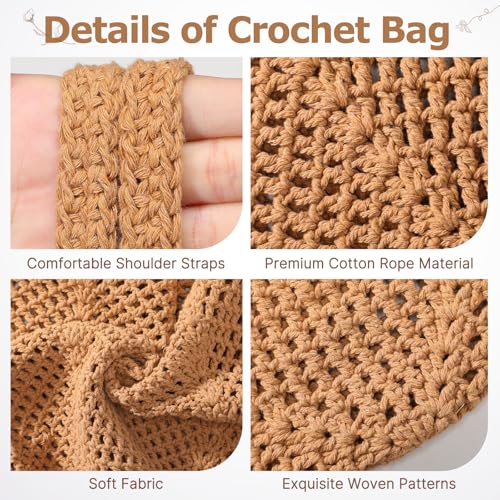 Crochet Tote Beach Bags for Women, Mesh Beach Tote Knit Bag, Summer Vacation Aesthetic Boho Hobo Shoulder Bag