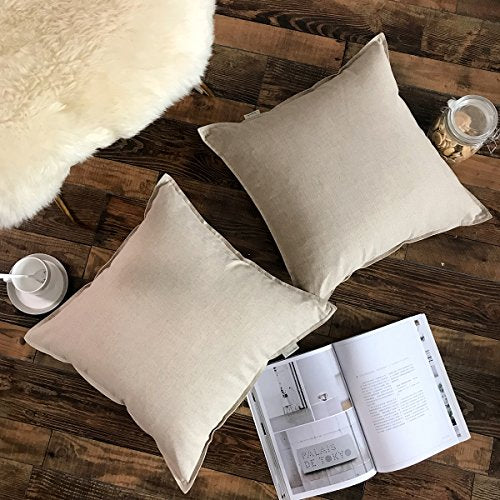 Jeanerlor Set of 2 Decorative Cotton Linen Couch 26"x26" Throw Pillow Case for Sofa Durable Classy, Comfortable Cushion Co...