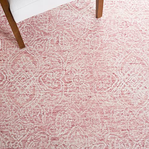 SAFAVIEH Metro Collection Area Rug - 4' Round, Pink & Ivory, Handmade Wool, Ideal for Living Room, Bedroom, Dining Space (...