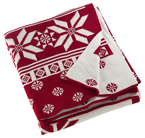 SARO LIFESTYLE Knitted Christmas Design Throw Blanket, Red, 50"x60"