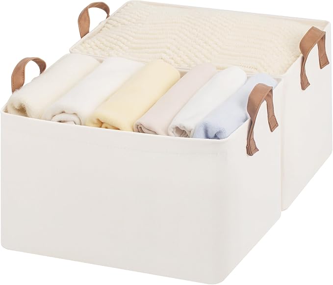 StorageWorks Fabric Storage Bins, Large Storage Baskets for Shelves, Closet Organizers and Storage Bins with Metal Frame, ...