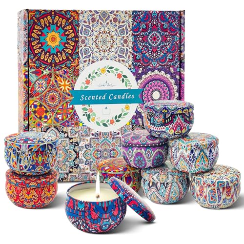 Scented Candle Gift Set,9-Pack Aromatherapy Soy Candles,No Toxic Mini Tealights with Floral Scents for Stress Relief & Rel...