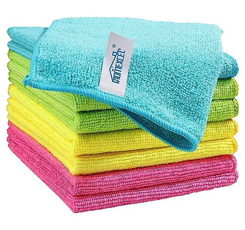 HOMEXCEL Microfiber Cleaning Cloth, 8 Pack Cleaning Rags, Cleaning Towels with 4 Color Assorted, 11.5"X11.5"(Green/Blue/Ye...