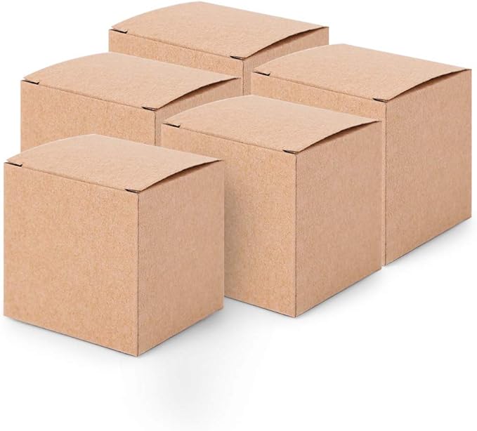 DCQRY 50PCS Kraft Paper Box Candy Bags Bulk Folding Retro Gift Boxes Mini Gift Wrapping Box Craft Carton Set for Christmas...