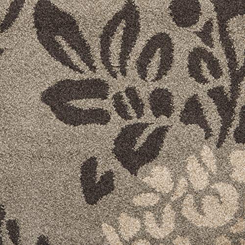 SAFAVIEH Florida Shag Collection Area Rug - 5'3" x 7'6", Smoke & Dark Brown, Floral Design, Non-Shedding & Easy Care, 1.2-...