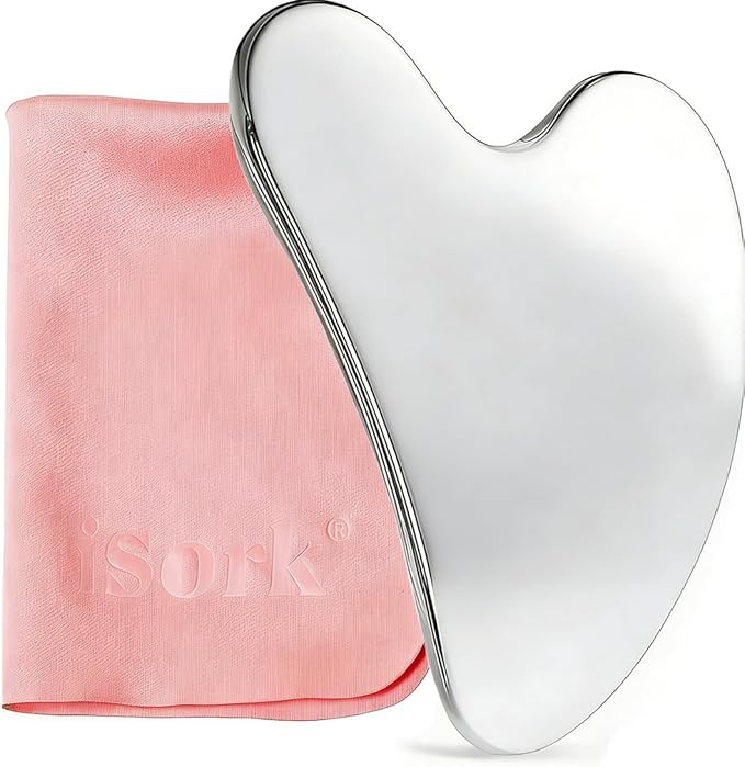 isork Gua Sha Facial Tools Capable of Facial Sculpting Big Size,304L Stainless Steel Metal Gua Sha Lymphatic Drainage Mass...