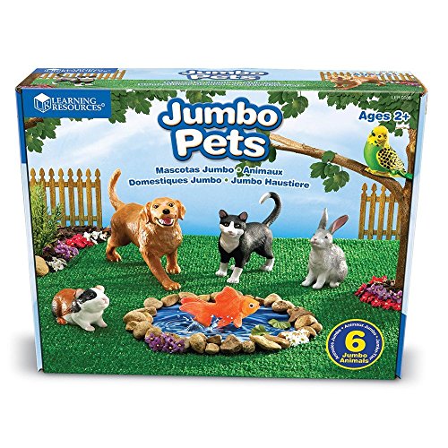 Learning Resources Jumbo Domestic Pets - 6 Pieces, Ages 2+ Preschool Pet Toys, Classroom Desk Pets, Preschool Learning Toys