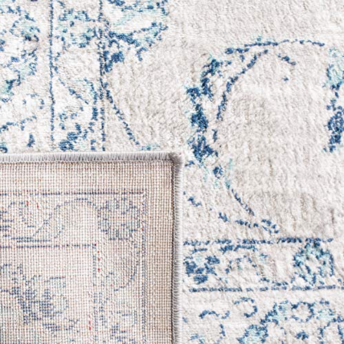 SAFAVIEH Brentwood Collection Area Rug - 9' x 12', Light Grey & Blue, Oriental Floral Scroll Design, Non-Shedding & Easy C...