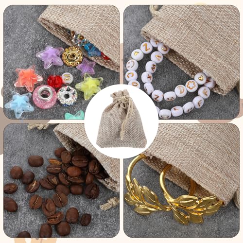 QfwdfcTrenz 20pcs Small Burlap Gift Bags, 2.7 X 3.5 Inch Linen Brown Small Burlap Bags With Drawstring Small Gift Pouches ...