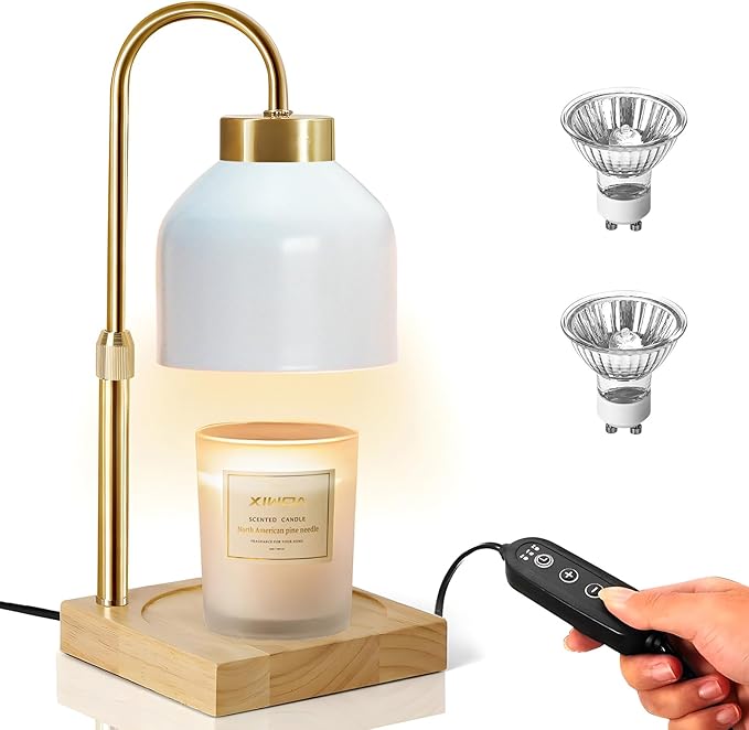 Xiwoa Electric Candle Warmer Lamp with 2H/4H/8H Timer Dimming Height Adjustable Safety Night Lamp, Home Scented Jar Candle...