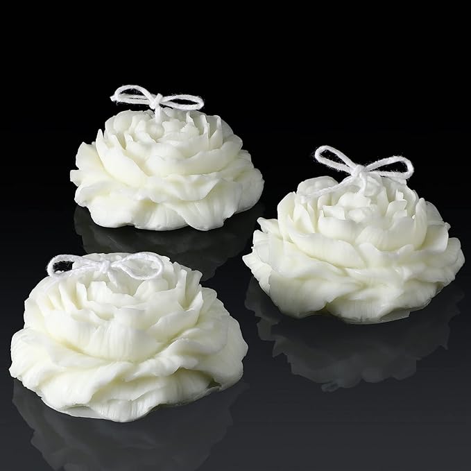 Roowest 3 Pcs Flower Shape Trendy Candles Floral Shaped Aesthetic Candle Soy Wax Handmade Minimalism Decorative for Home S...