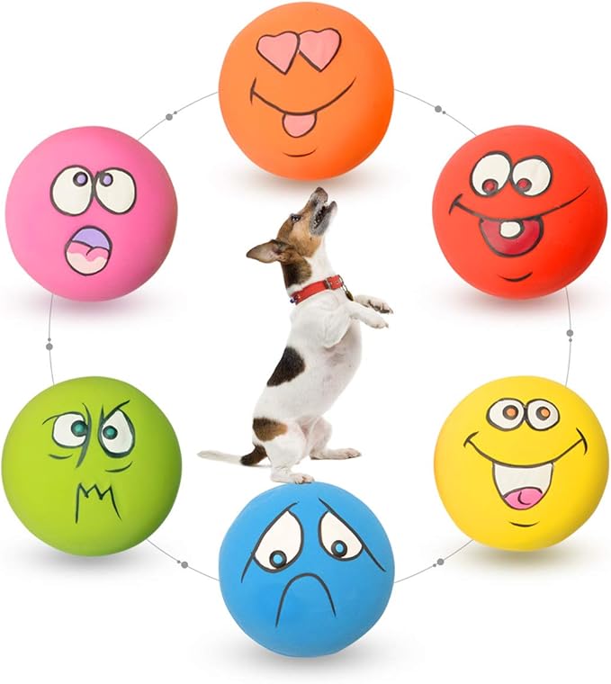 HOLYSTEED Latex Dog Squeaky Toys Rubber Soft Dog Toys Chewing Squeaky Toy Fetch Play Balls Toy for Puppy Small Pets 6pcs f...